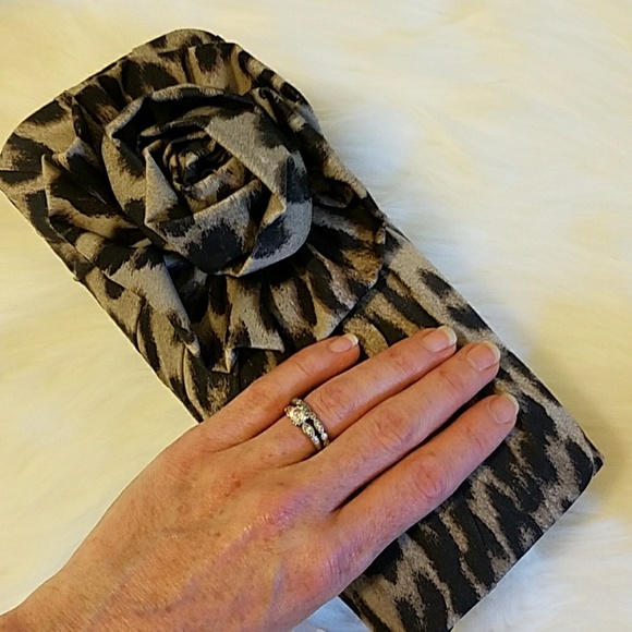 Magid Evening Handbags - Leopard Rose evening print clutch Magid Evening Handbags - Leopard Rose evening print clutch